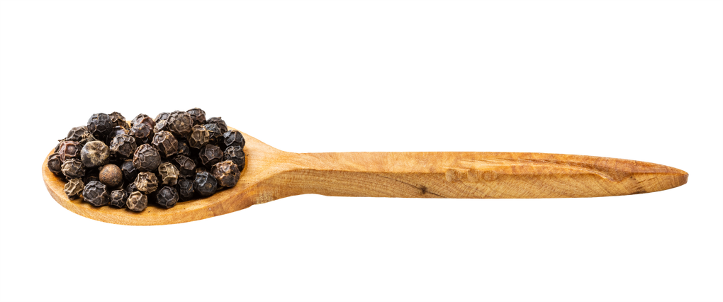 Wooden Spoon with Black Pepper Peppercorns